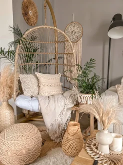 Pouf Macramè KAYSERI Cotone Beige