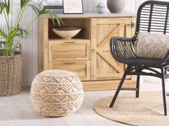 Pouf Macramè KAYSERI Cotone Beige