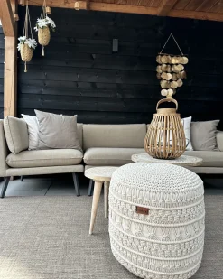 Pouf Macramè THAKOT Cotone Beige