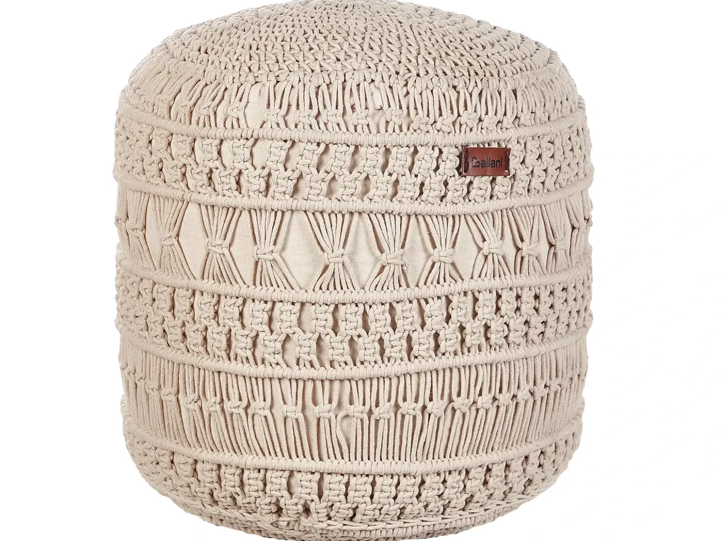 Pouf Macramè THAKOT Cotone Beige