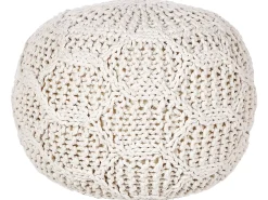 Pouf Macramè TRIMAN Cotone Beige chiaro