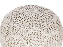 Pouf Macramè TRIMAN Cotone Beige chiaro