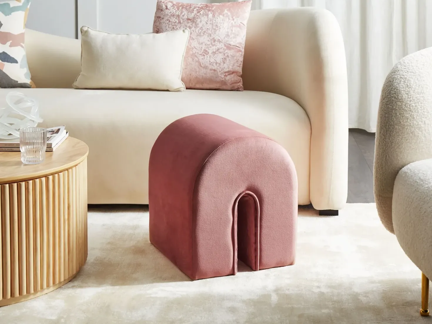 Pouf MODOC Velluto Rosa