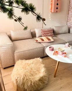 Pouf MUKKI Finta pelliccia Beige