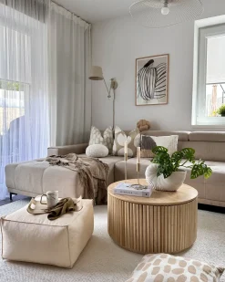 Pouf MUKKI Tessuto Bianco sporco