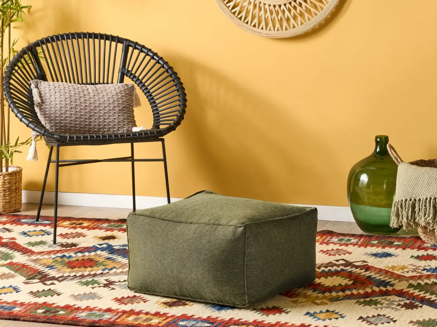 Pouf MUKKI Tessuto Verde oliva