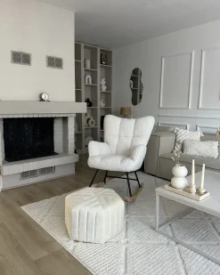 Pouf MURIETTA Velluto Bianco sporco