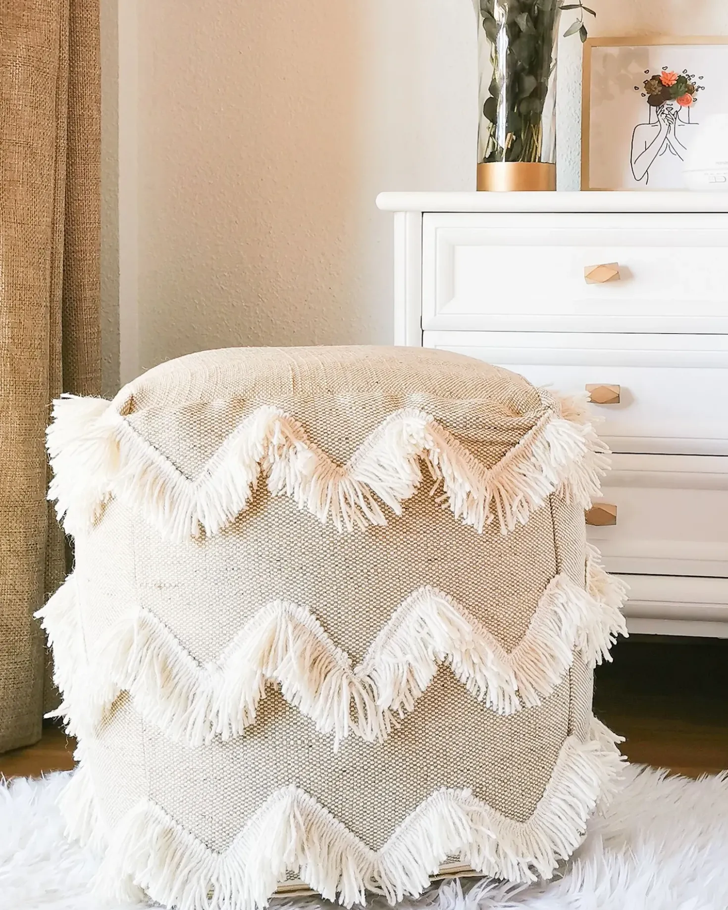 Pouf NASHIK Cotone Beige
