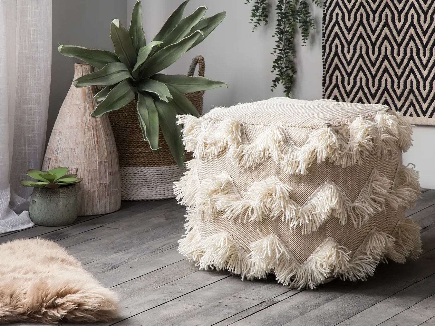 Pouf NASHIK Cotone Beige