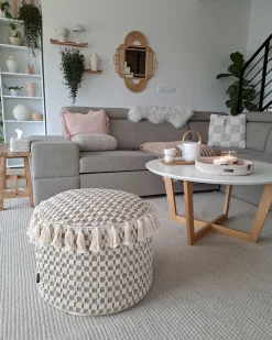 Pouf PIRAK Cotone Beige chiaro