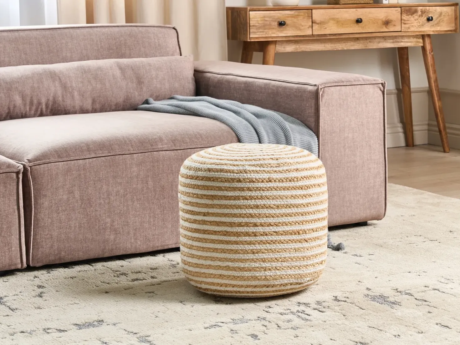Pouf RESAFA Iuta Bianco Beige