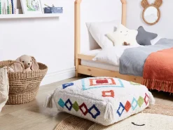 Pouf Ricamato SEERANI Cotone Bianco