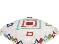 Pouf Ricamato SEERANI Cotone Bianco