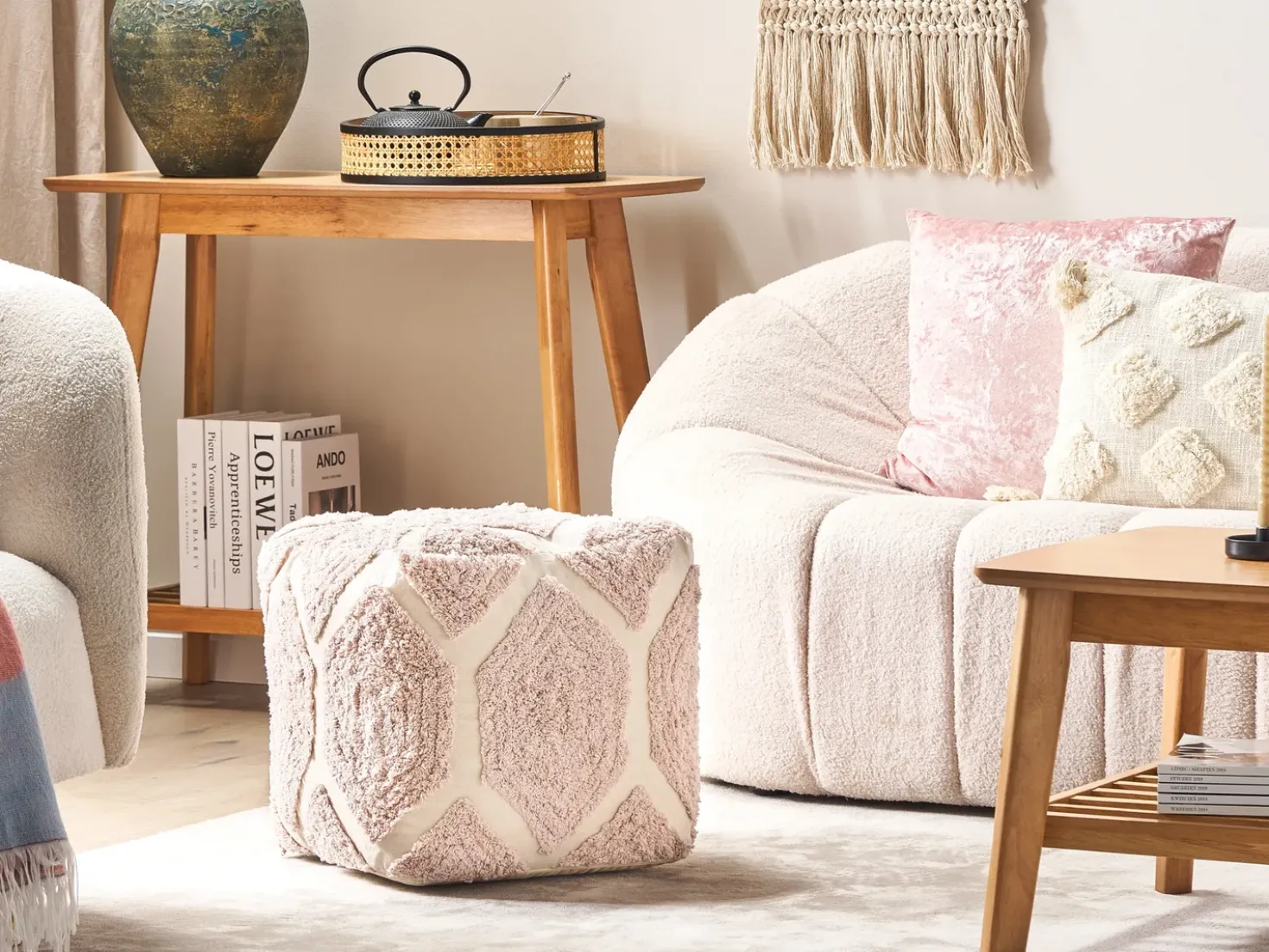 Pouf ROJHAN Cotone Rosa pastello