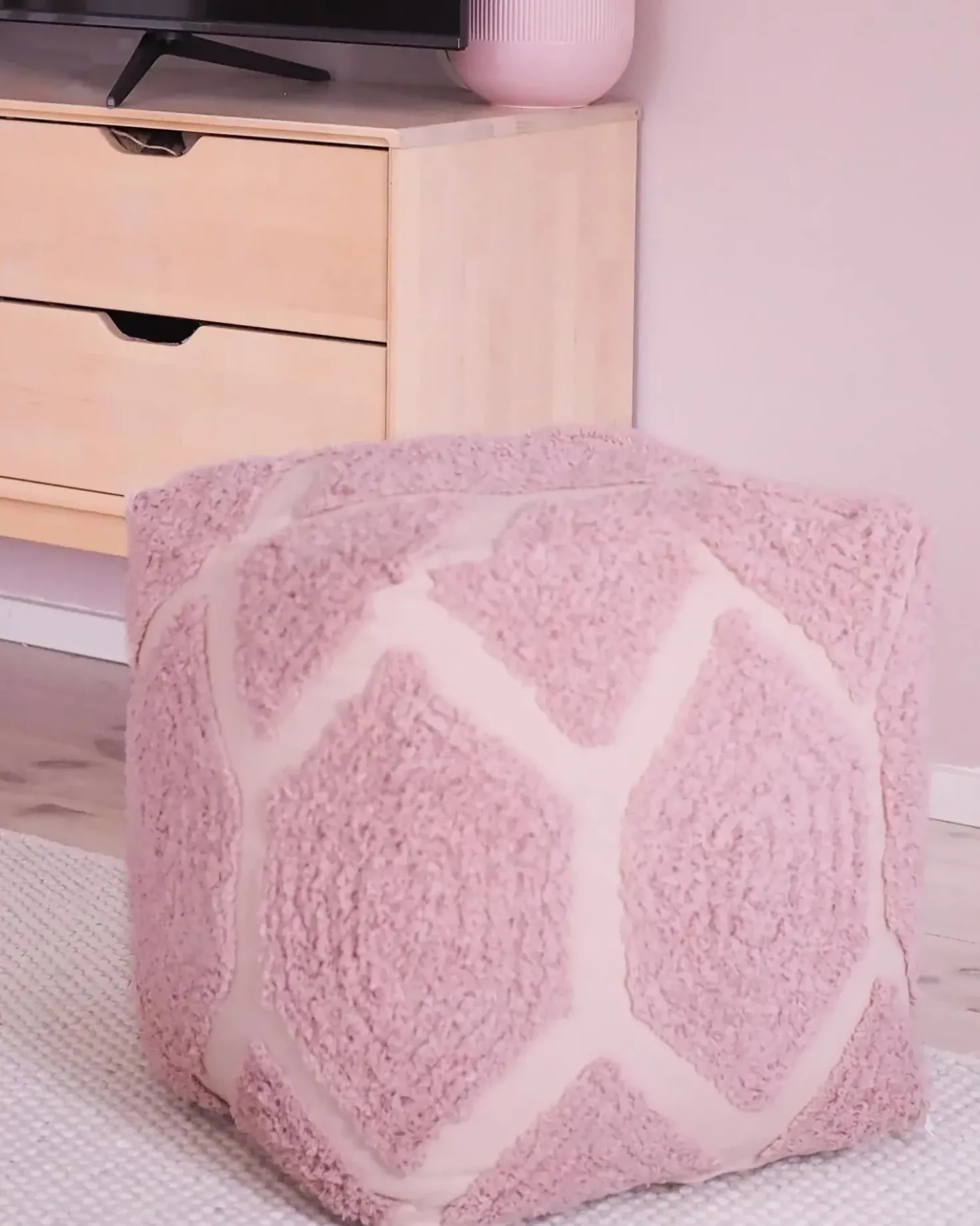 Pouf ROJHAN Cotone Rosa pastello
