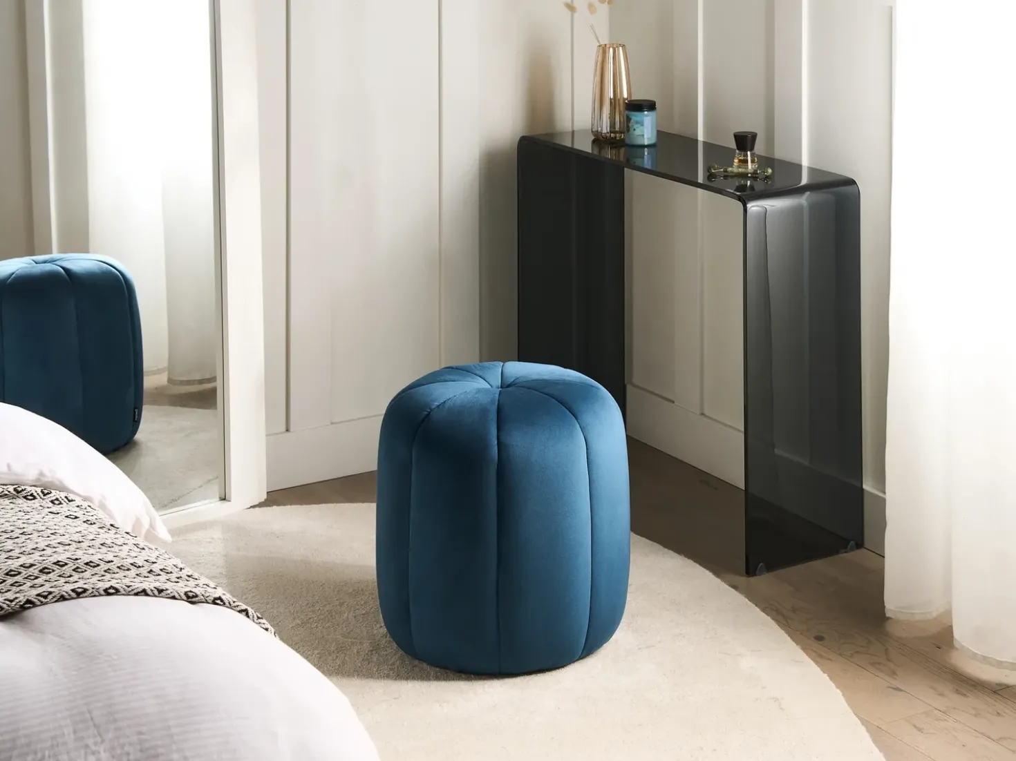 Pouf SELBY Velluto Blu