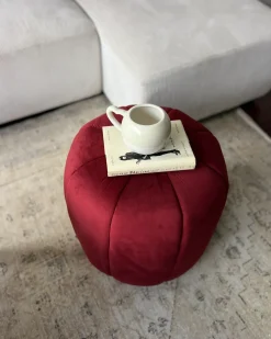 Pouf SELBY Velluto Rosso scuro