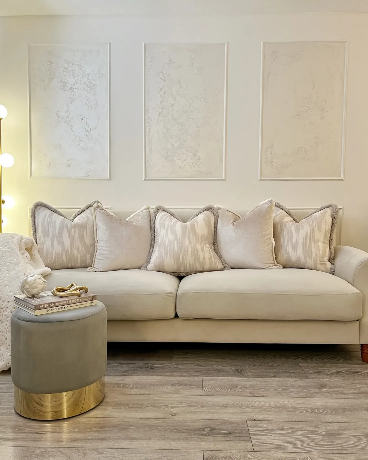 Pouf SOPHIA Velluto Grigio chiaro