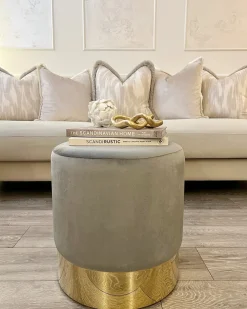Pouf SOPHIA Velluto Grigio chiaro