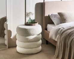 Pouf SUMPTER Bouclé Bianco sporco