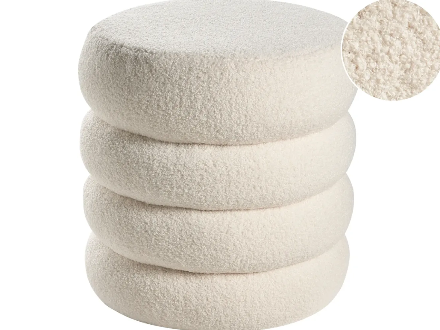 Pouf SUMPTER Bouclé Bianco sporco