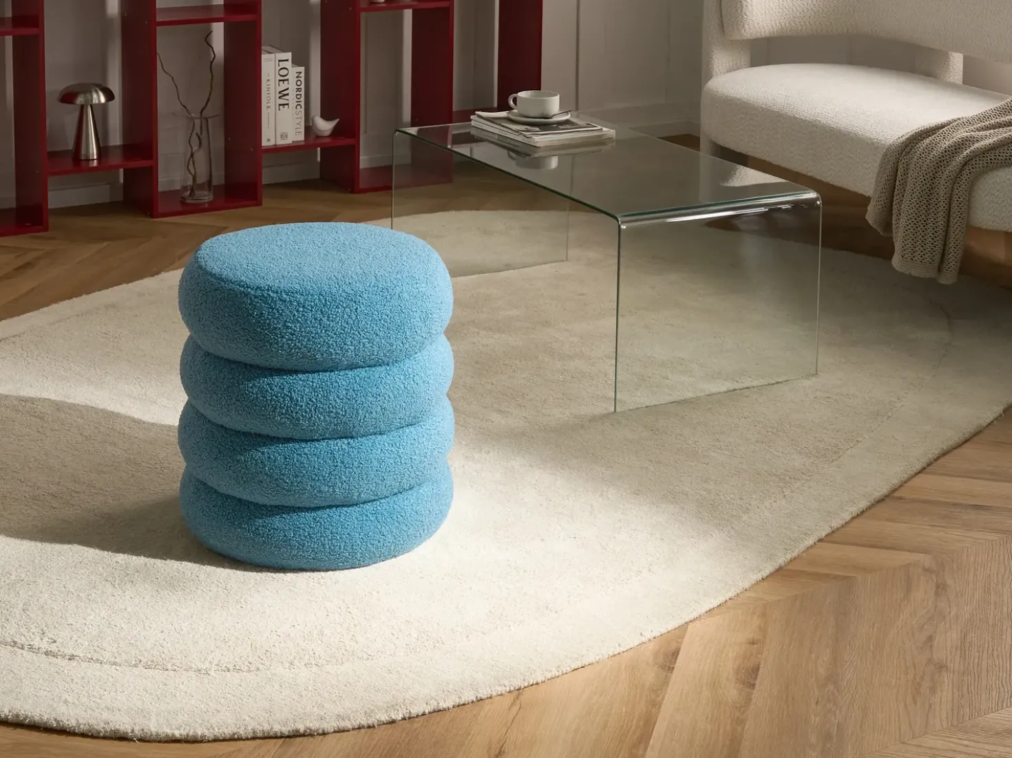 Pouf SUMPTER Bouclé Blu