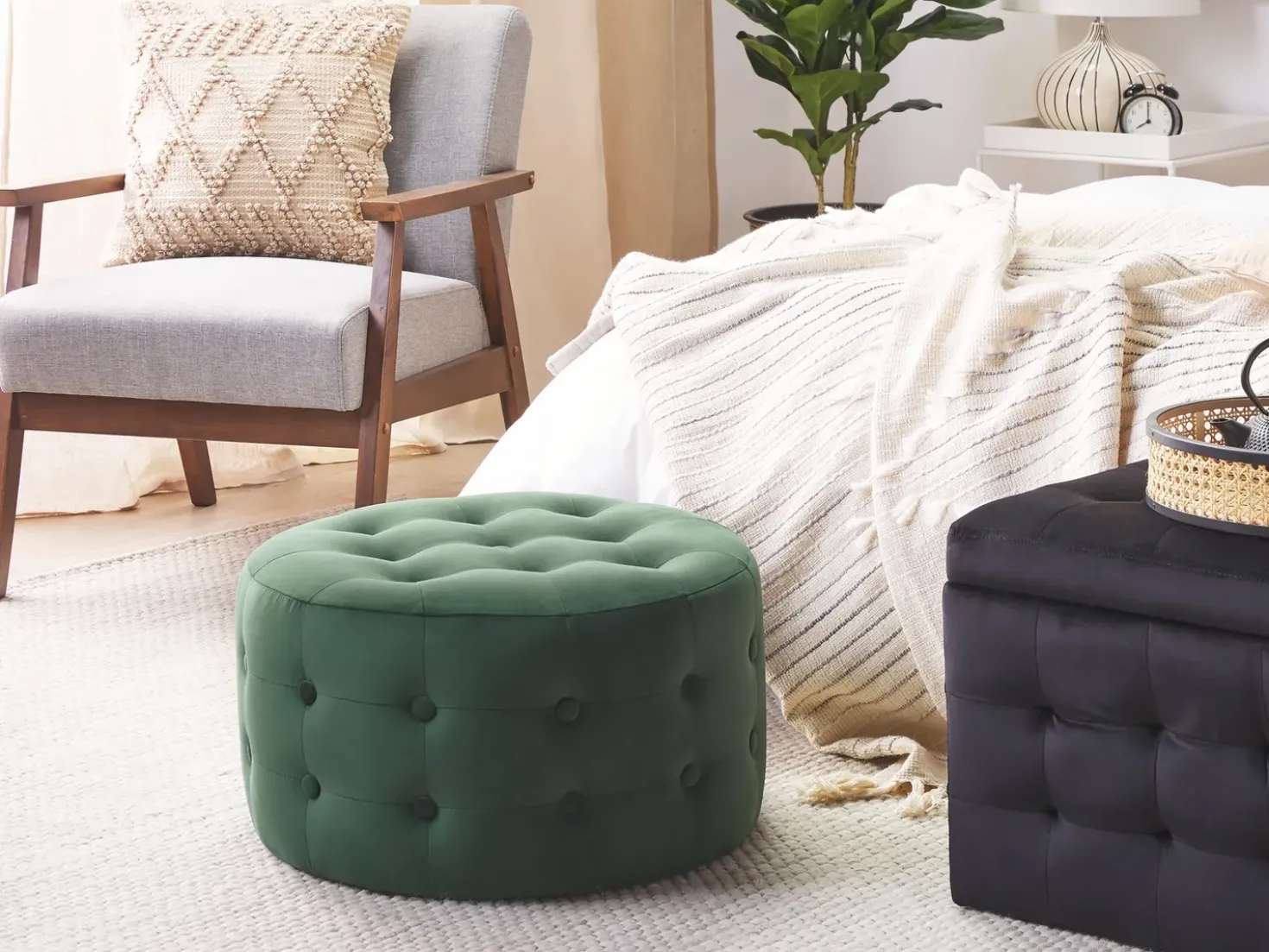 Pouf TAMPA Velluto Verde scuro