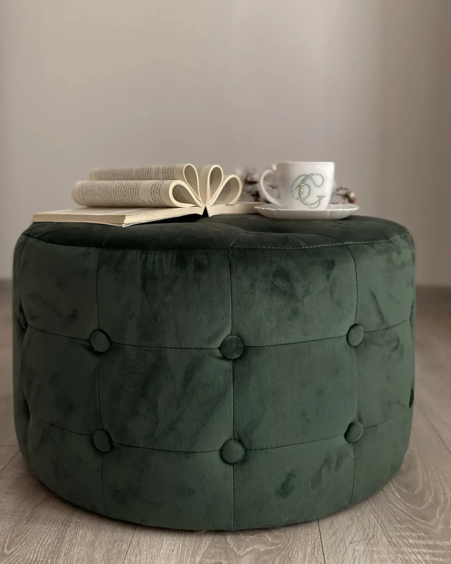 Pouf TAMPA Velluto Verde scuro