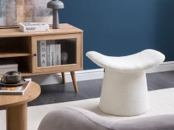 Pouf Trapuntato RIDDLE Bouclé Bianco sporco