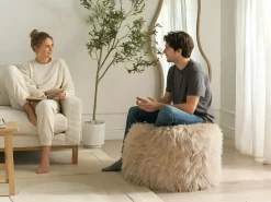 Pouf TUKKI Finta pelliccia Beige chiaro