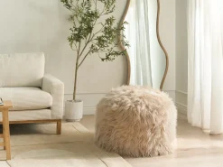 Pouf TUKKI Finta pelliccia Beige chiaro