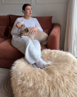 Pouf TUKKI Finta pelliccia Beige chiaro