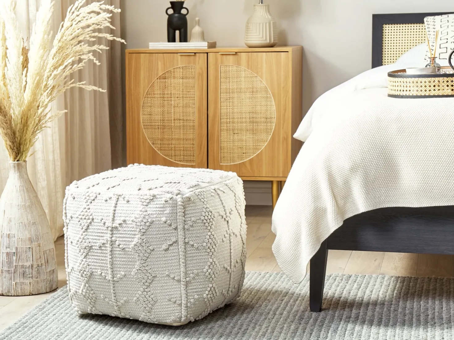 Pouf WARANGAL Cotone Bianco