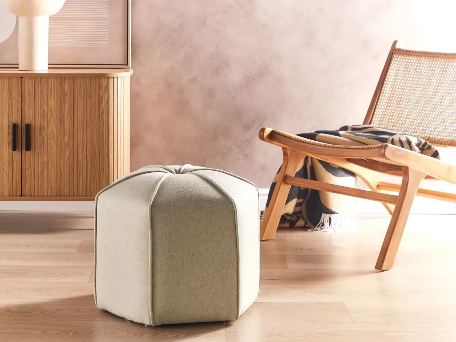 Pouf WISHEK Lino sintetico Beige