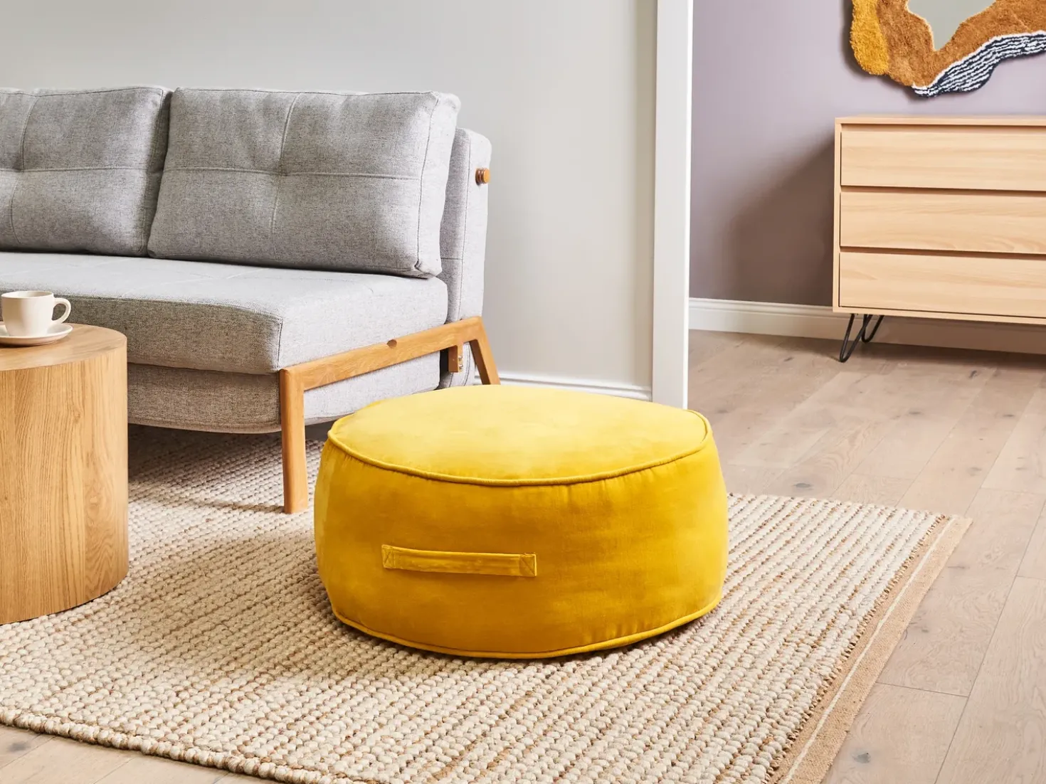 Pouf YULLE Velluto Giallo