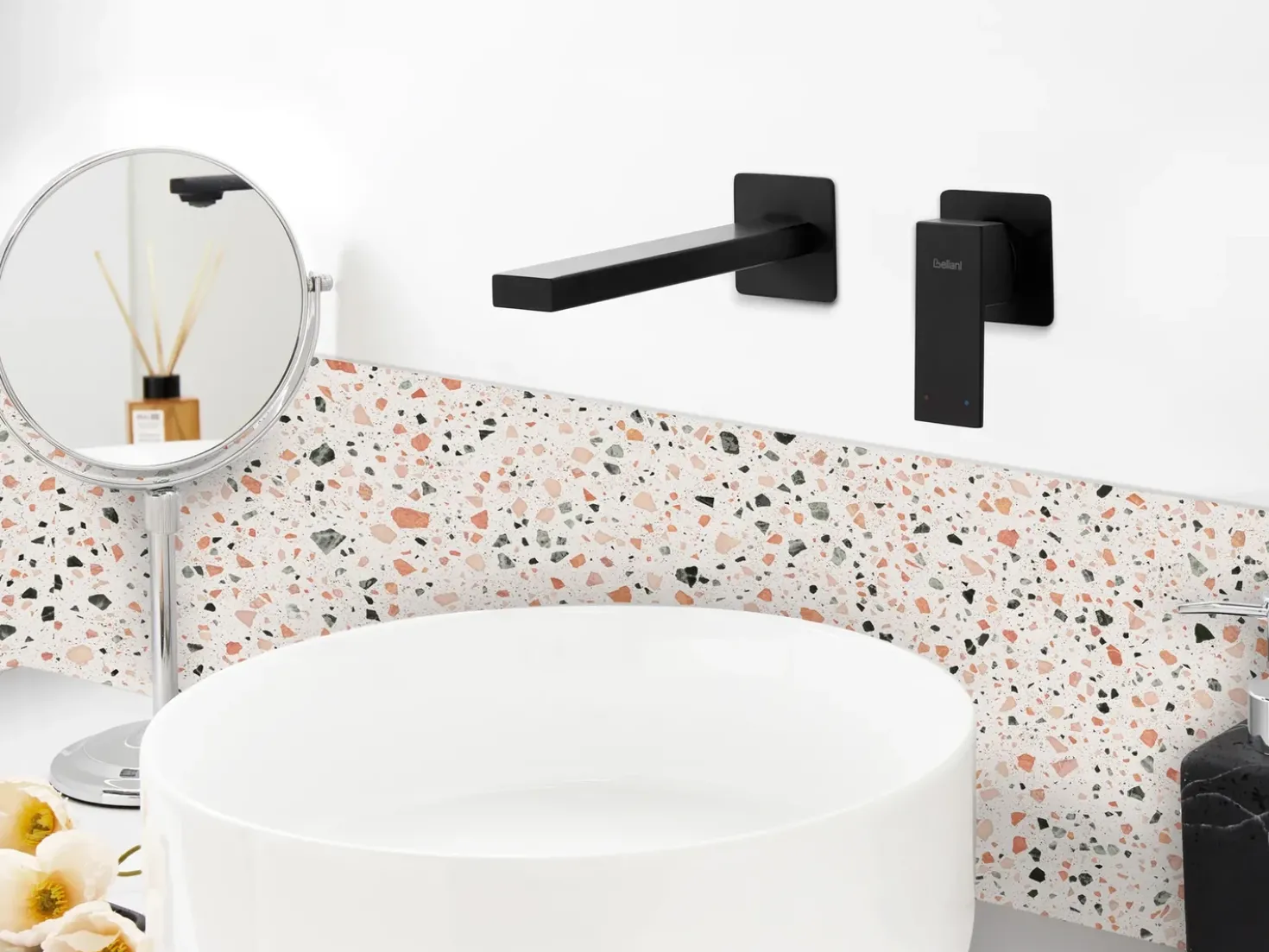 rubinetto miscelatore da parete per lavabo ANTOFAGASTA Ottone Nero