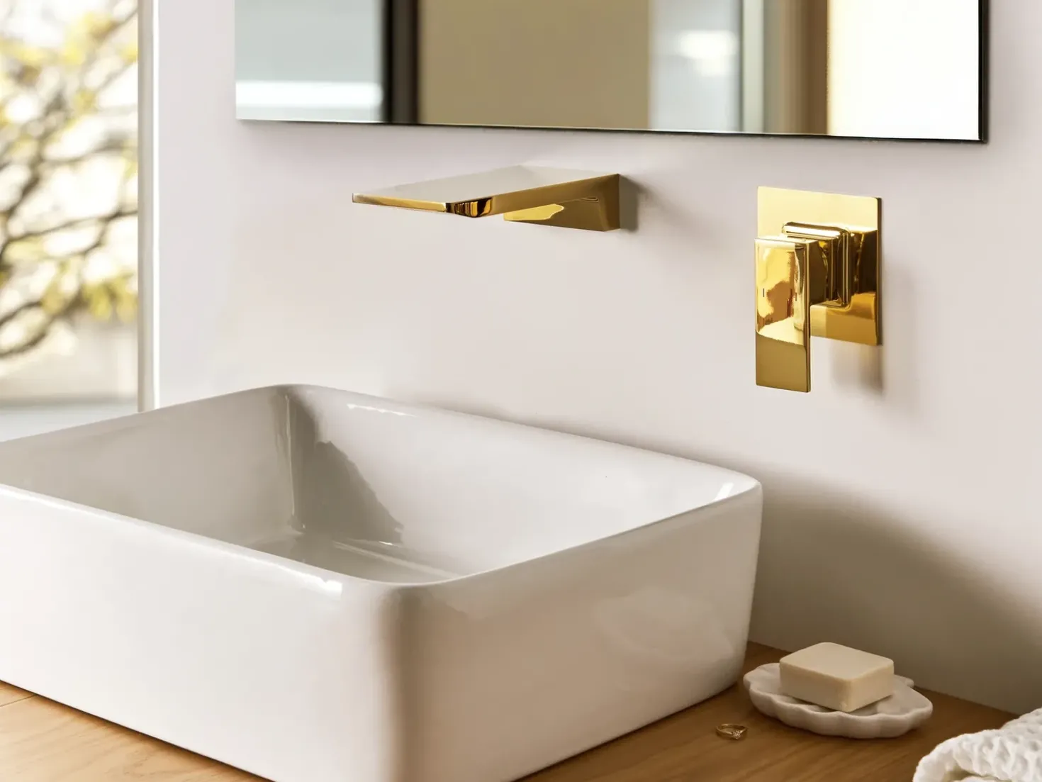 rubinetto miscelatore da parete per lavabo KARUAY Ottone Oro