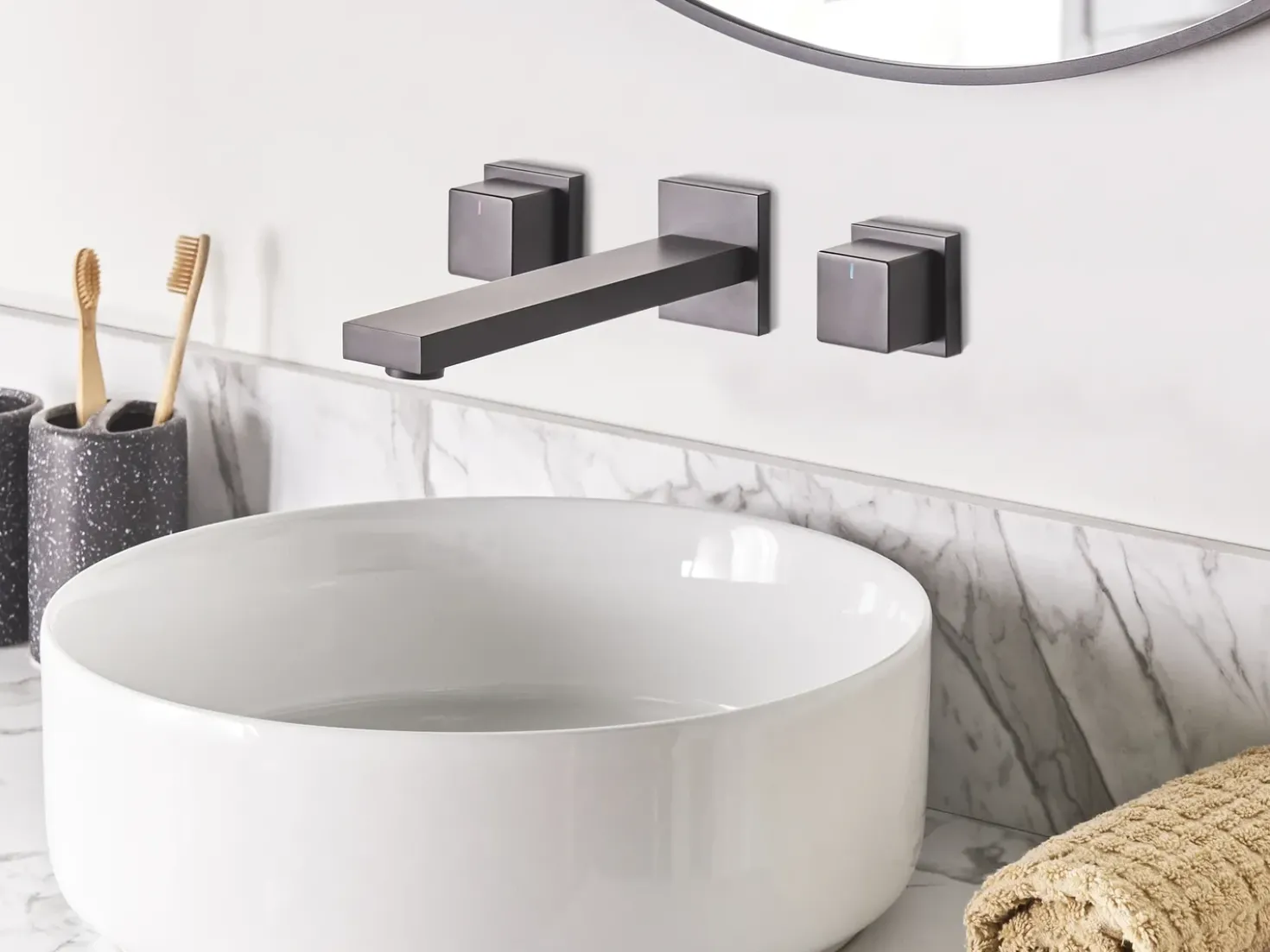 rubinetto miscelatore da parete per lavabo PAILON Ottone Nero