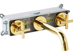 rubinetto miscelatore da parete per lavabo KAIETEUR Ottone Oro
