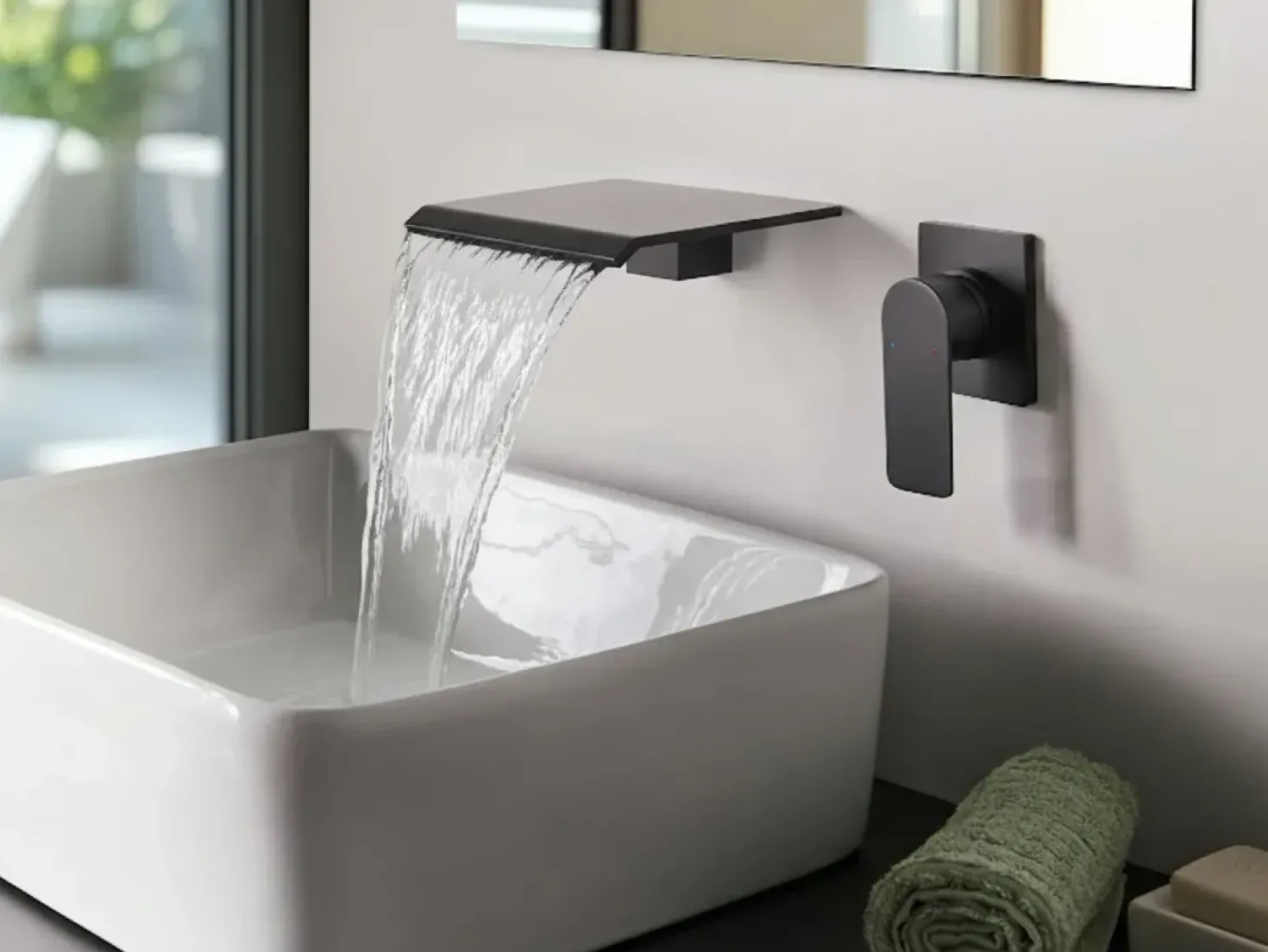 rubinetto miscelatore da parete per lavabo APONWAO Ottone Nero