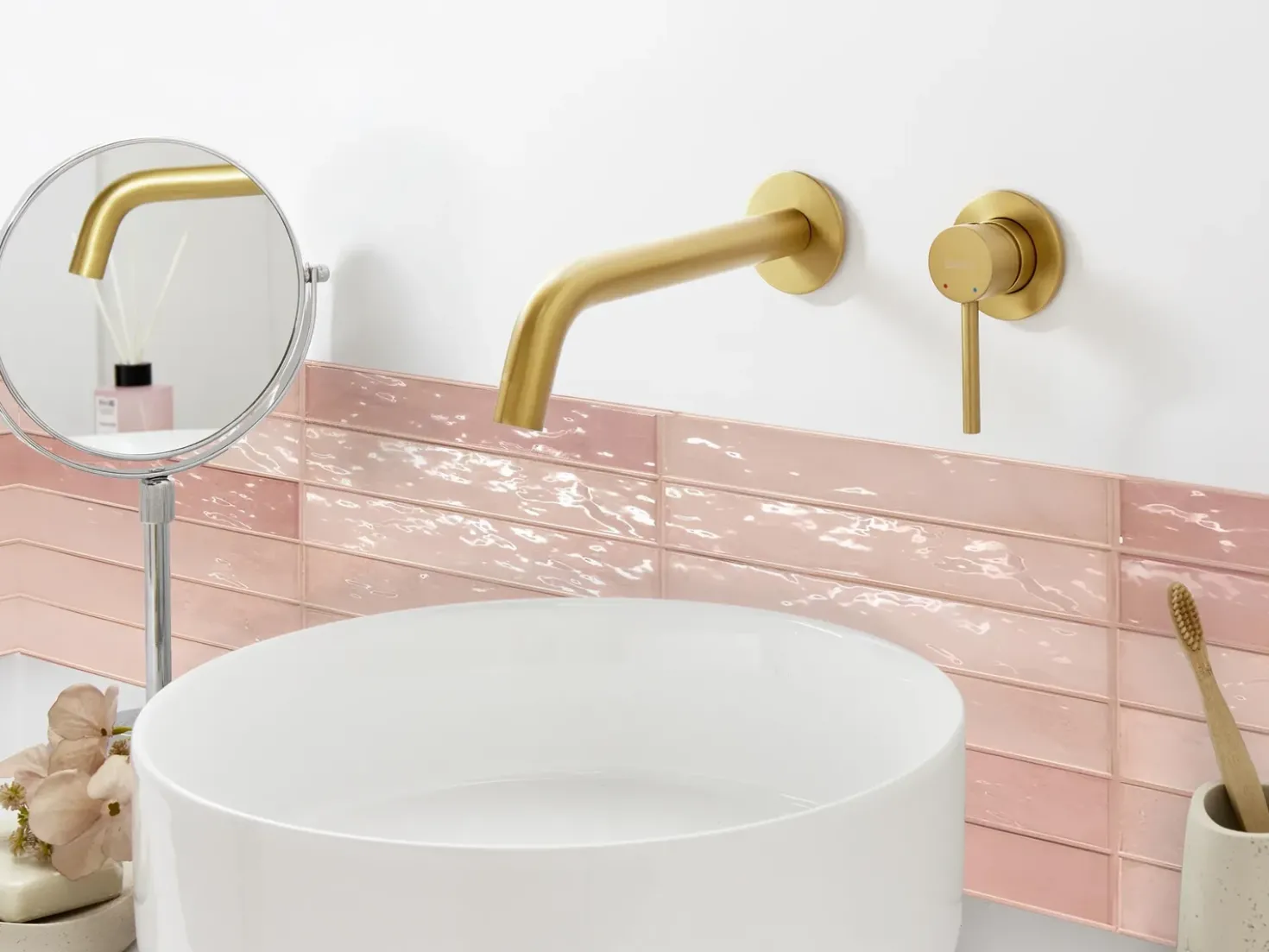 rubinetto miscelatore da parete per lavabo TRAFUL Ottone Oro