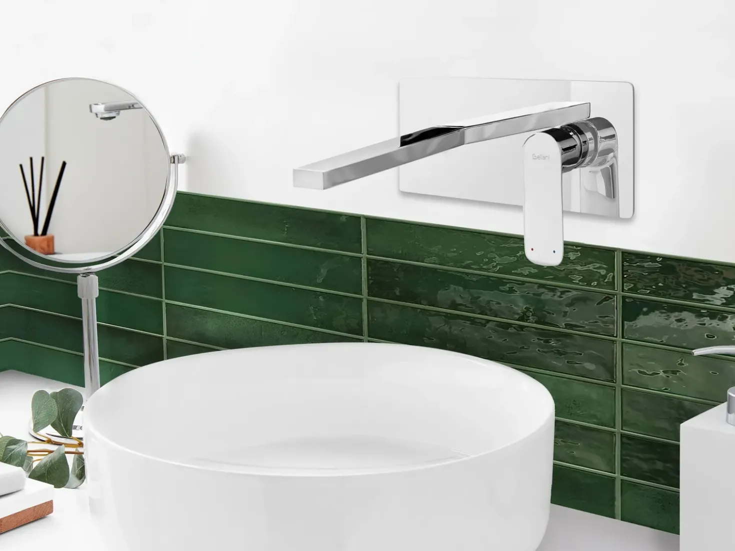 rubinetto miscelatore da parete per lavabo DICHATO Ottone Argento