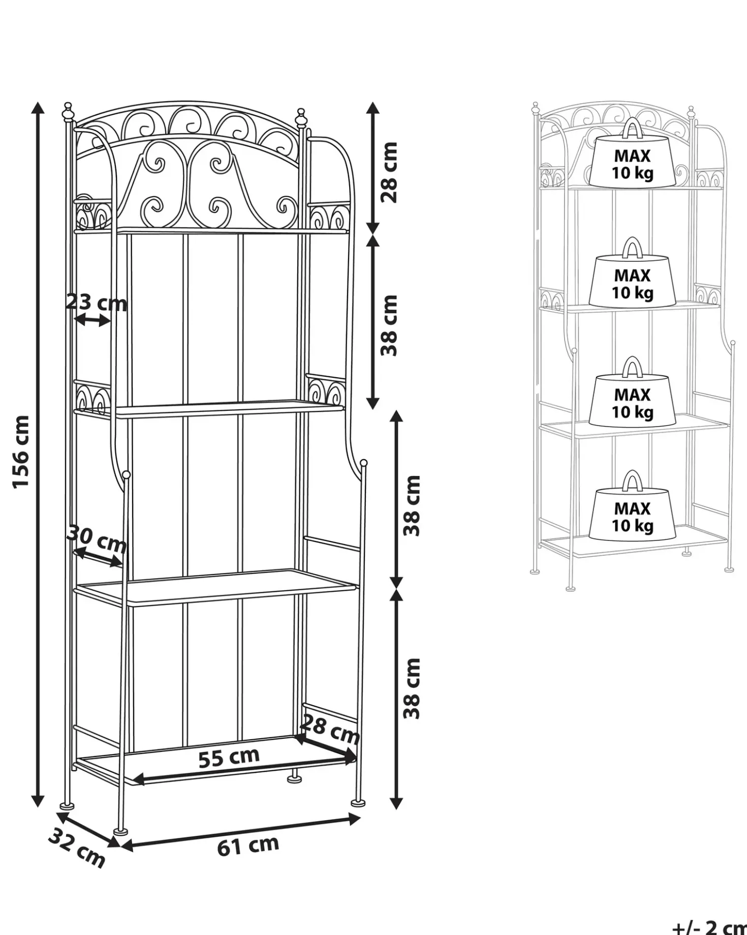 Scaffale PADUA Metallo 61 cm 32 cm Bianco