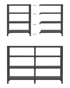 Scaffale per garage FIUGGI Metallo 150 cm 60 cm Nero