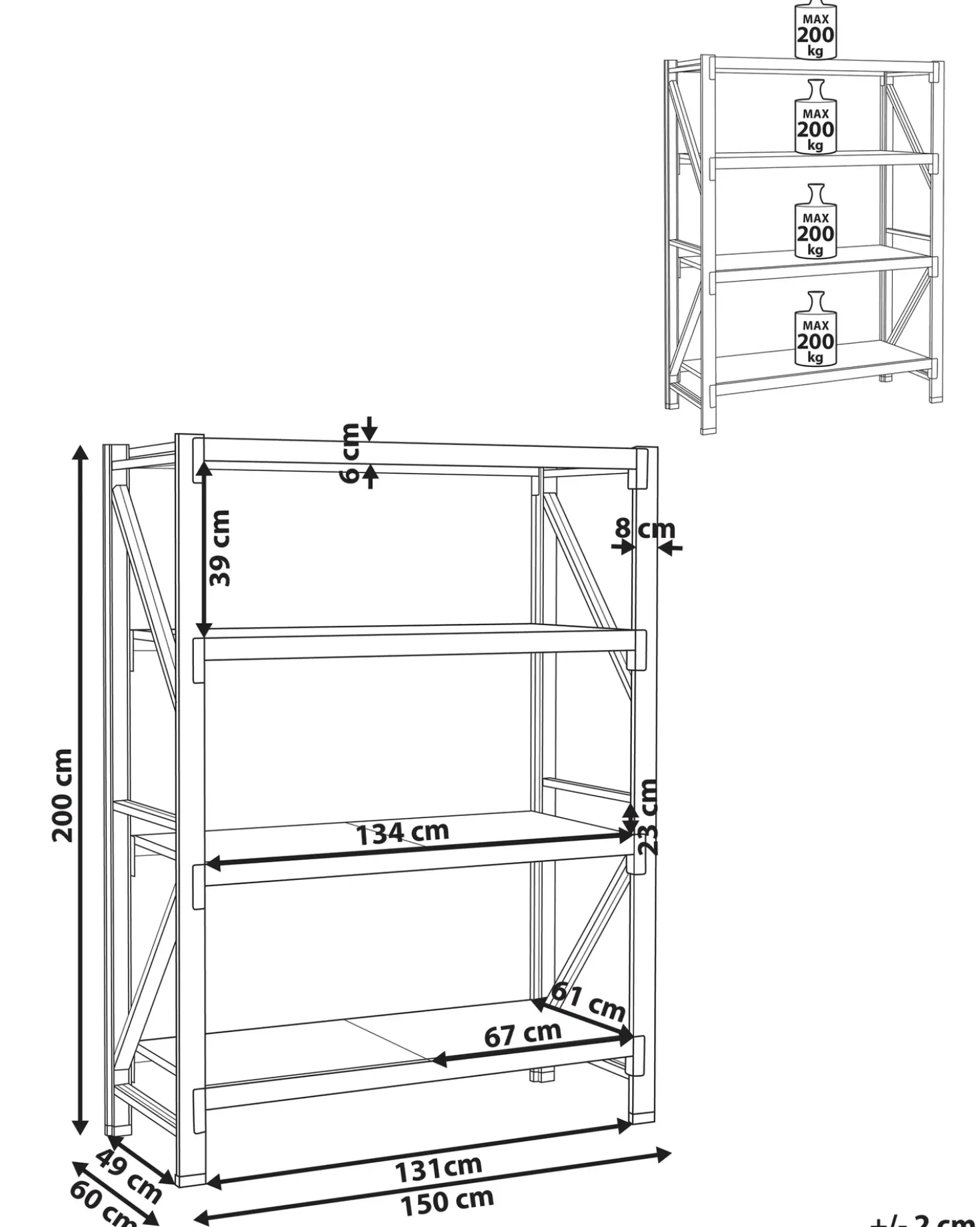 Scaffale per garage FIUGGI Metallo 150 cm 60 cm Nero