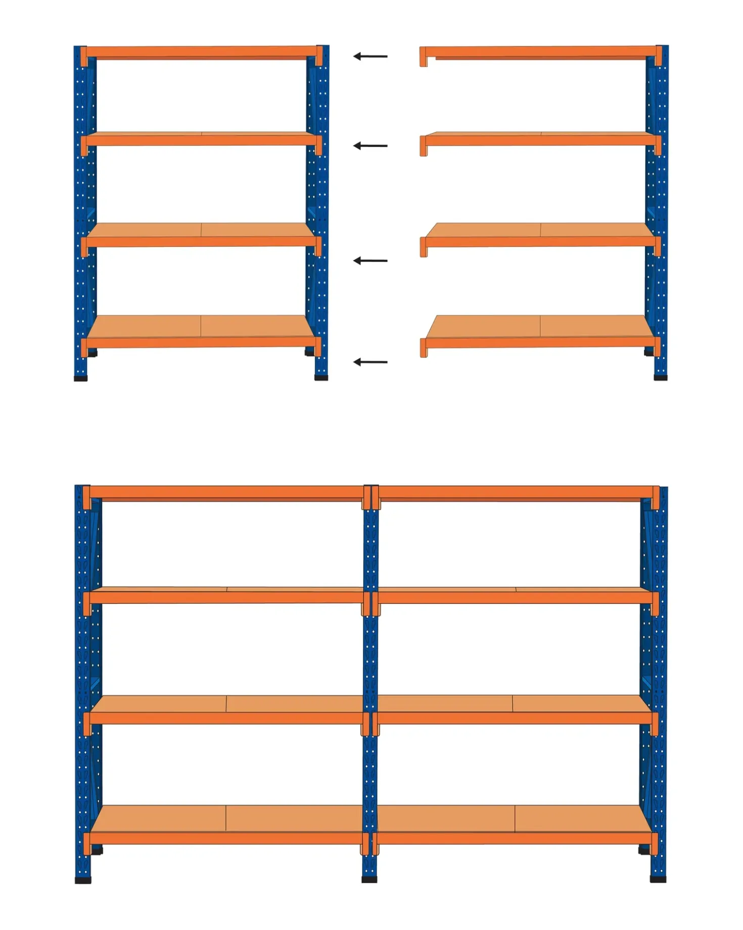 Scaffale per garage FIUGGI Metallo 150 cm 60 cm Arancione