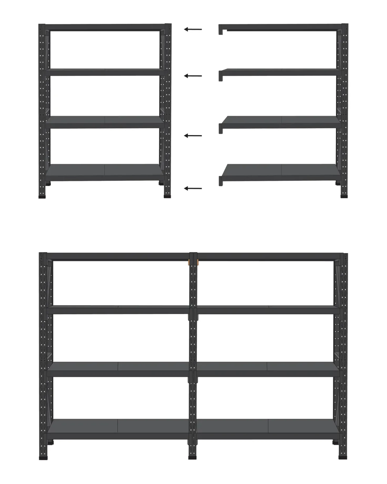 Scaffale per garage FIUGGI Metallo 200 cm 60 cm Nero