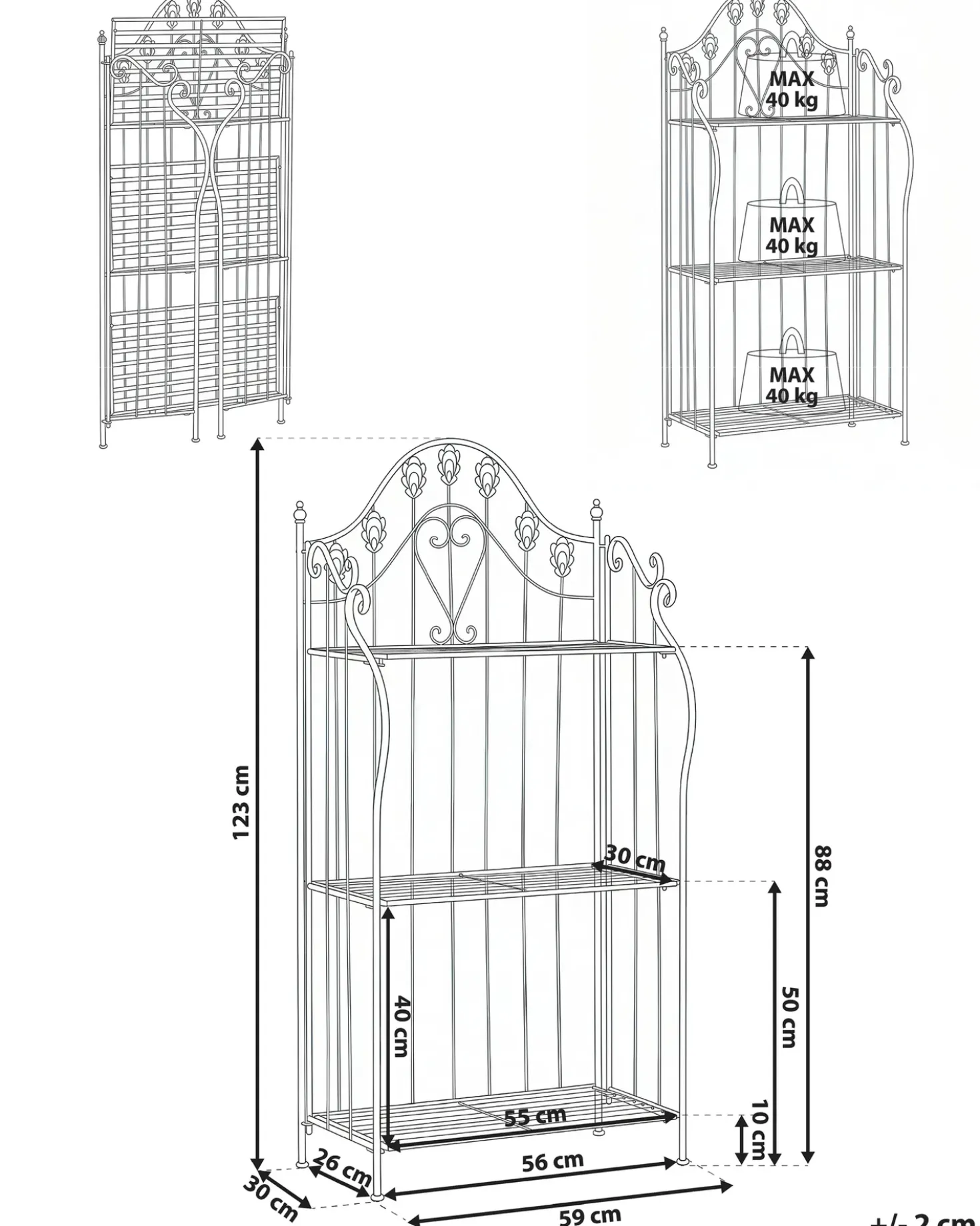 Scaffale VISANO Metallo 59 cm 30 cm Grigio