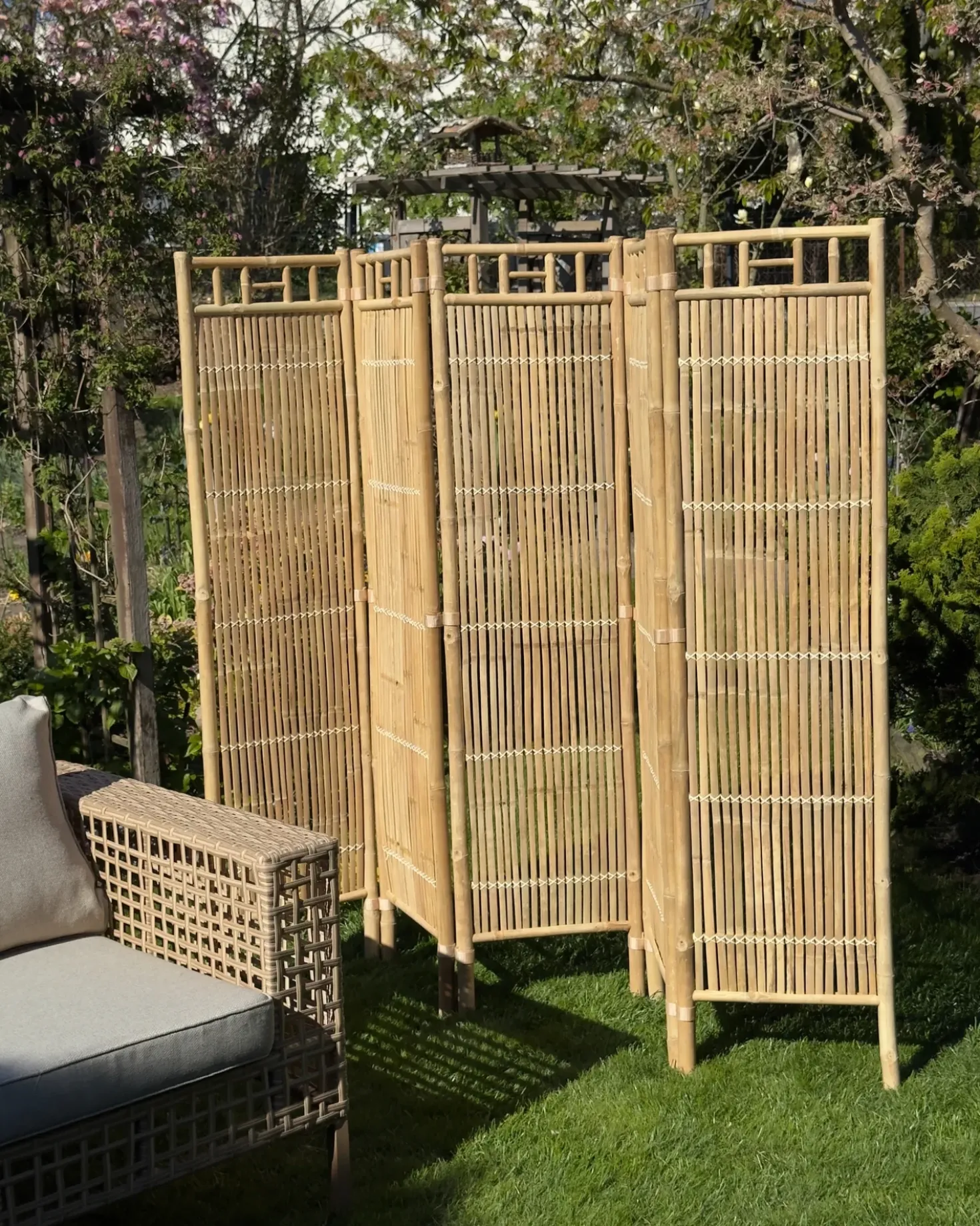 Schermo per la privacy da giardino a 5 pannelli CEFALU Pieghevole Marrone chiaro