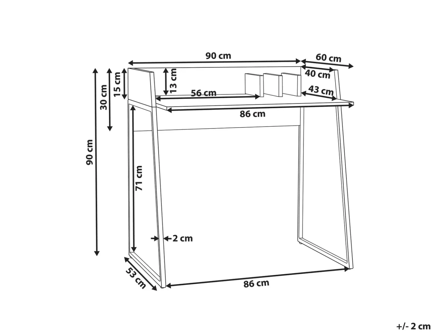 Scrivania ANAH Bianco 90 cm 60 cm